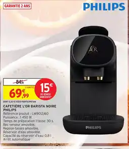 Intermarché Hyper PHILIPS Cafetière l'or barista noire offre