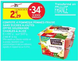 Intermarché Hyper CHARLES & ALICE Compote 4 pommes/4 pommes-fraise sans sucres ajoutés offre
