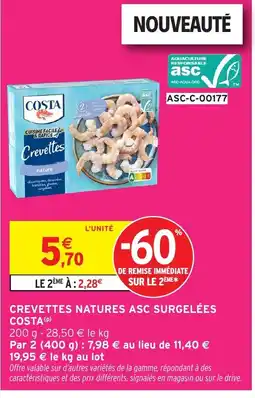 Intermarché Hyper COSTA Crevettes natures asc surgelées offre