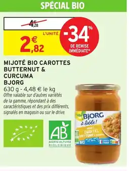 Intermarché Hyper Mijoté bio carottes butternut & curcuma offre