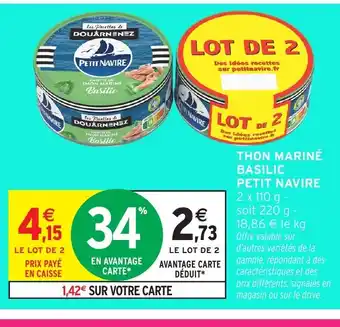 Intermarché Hyper PETIT NAVIRE Thon marine basilic offre