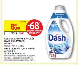Intermarché Hyper DASH Lessive liquide envolée d'air 25 lavages offre