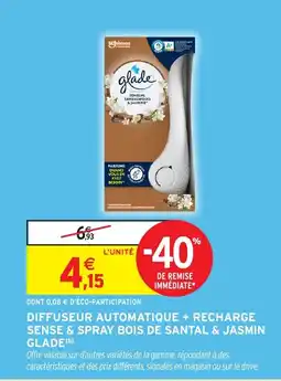 Intermarché Hyper GLADE Diffuseur automatique + recharge sense & spray bois de santal & jasmin offre