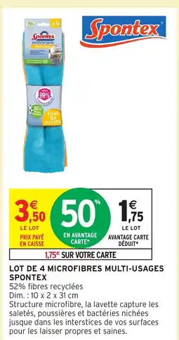 Intermarché Hyper SPONTEX Lot de 4 microfibres multi-usages offre