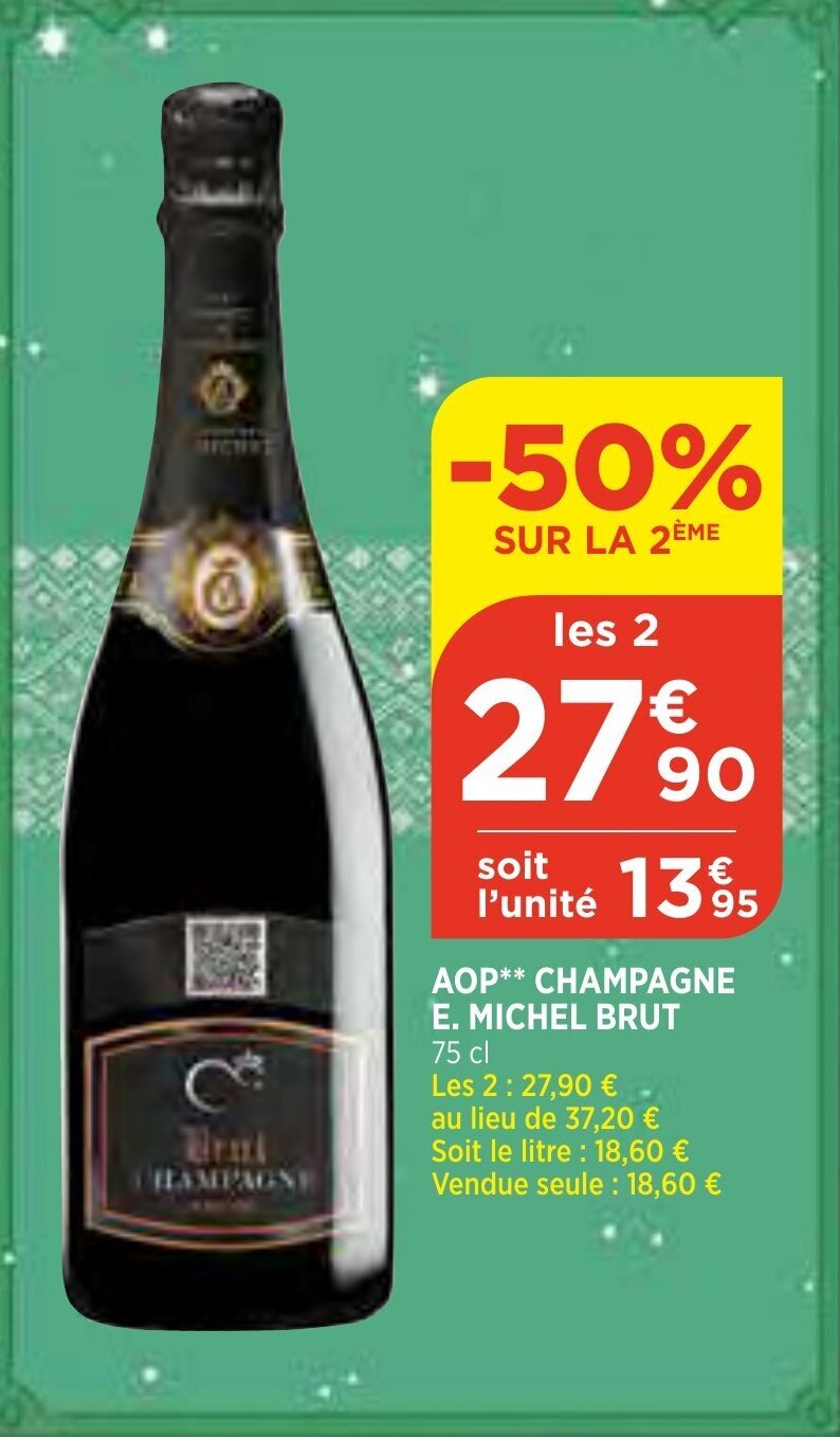Champagne E Michel Brut Reserve Prix Promo AOP Champagne E, Michel Brut chez ATAC
