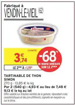 Intermarché Tartinable de thon offre