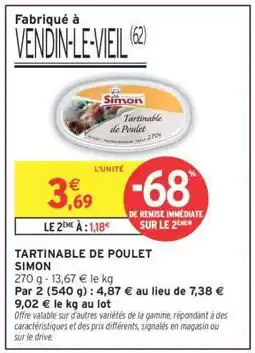 Intermarché TARTINABLE DE POULET SIMON offre