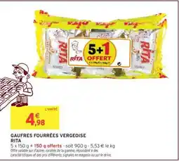 Intermarché Gaufres Fourrées Vergeoise 'RITA' offre