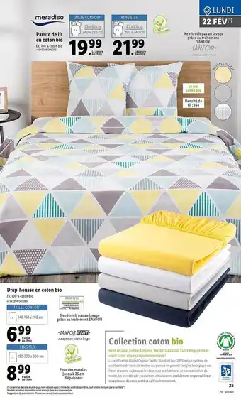 Lidl Parure De Lit En Coton Bio Meradiso, Drap Housse En Coton Bio offre