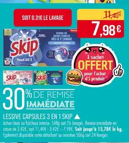 Match Skip Lessive capsules 3 en 1 ▲ offre