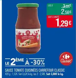 Match CARREFOUR CLASSIC Sauce tomate cuisinées offre
