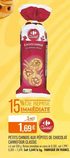 Match Carrefour Classic Petits chinois aux pépites de chocolat offre