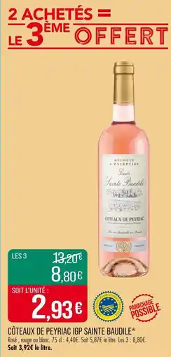Match Coteaux de Peyriac IGP Sainte Baudile offre
