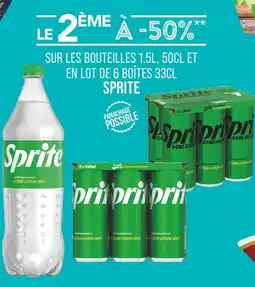 Match SPRITE Le 2ème à -50% sur les bouteilles 1.5l, 50cl et en lot de 6 boîtes 33cl sprite offre