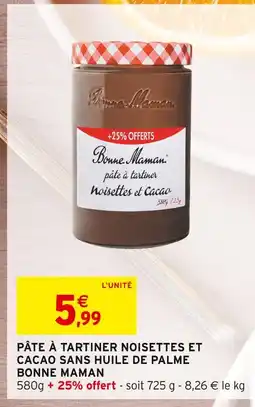 Intermarché BONNE MAMAN Pâte à tartiner noisettes et cacao offre