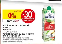 Intermarché Paquito Jus à base de concentré pomme offre