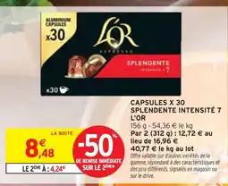 Intermarché L'OR capsules x 30 splendente offre