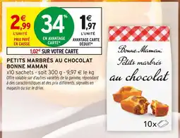Intermarché Bonne Maman Petits marbrés au chocolat offre