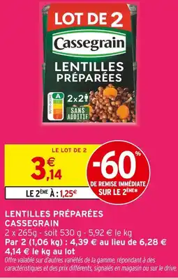 Intermarché CASSEGRAIN Lentilles préparées offre