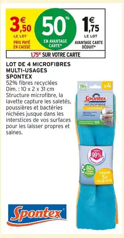 Intermarché SPONTEX Lot de 4 microfibres multi-usages offre