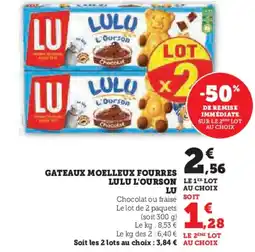 Super U Gateaux moelleux fourres lulu l'ourson lu offre