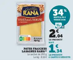 Super U Pates fraiches lasagnes rana offre