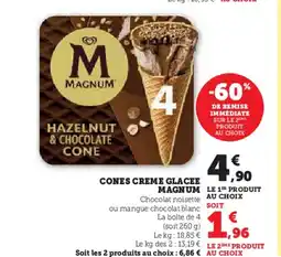 Super U Cones creme glacee magnum offre