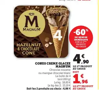 Super U Cones creme glacee magnum offre