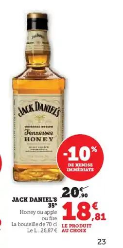 Super U Jack daniel's 35° offre