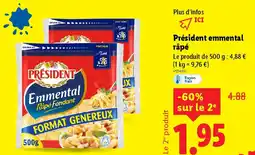 Lidl PRÉSIDENT emmental râpé offre