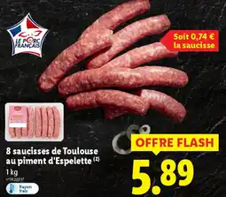 Lidl 8 saucisses de Toulouse au piment d'Espelette offre