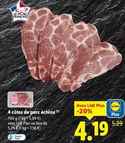 Lidl 4 côtes de porc échine offre