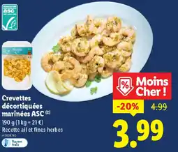 Lidl Crevettes décortiquées marinées ASC offre