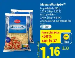 Lidl MILBONA Mozzarella râpée offre