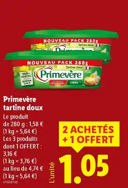 Lidl PRIMEVERE tartine doux offre