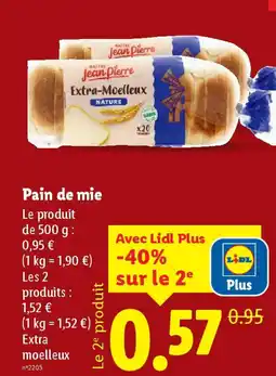 Lidl Pain de mie offre