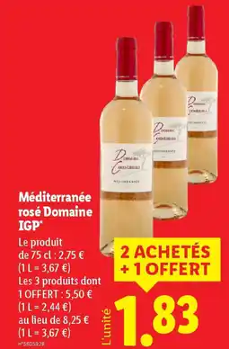 Lidl Méditerranée rosé Domaine IGP offre