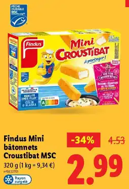 Lidl FINDUS Mini bâtonnets Croustibat MSC offre