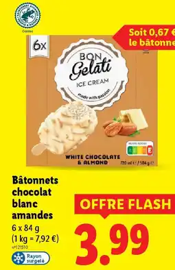 Lidl Bâtonnets chocolat blanc amandes offre