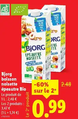 Lidl BJORG boisson noisette épeautre Bio offre