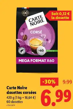 Lidl CARTE NOIRE dosettes corsées offre