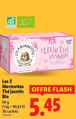 Lidl Les 2 Marmottes Thé jasmin Bio offre