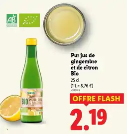 Lidl Pur jus de gingembre et de citron Bio offre