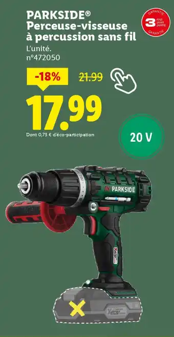 Lidl PARKSIDE Perceuse-visseuse à percussion sans fil offre