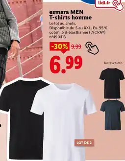Lidl ESMARA Men t-shirts homme offre
