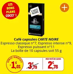 Coccimarket CARTE NOIRE Café capsules offre