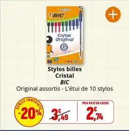 Coccimarket BIC Stylos billes Cristal offre