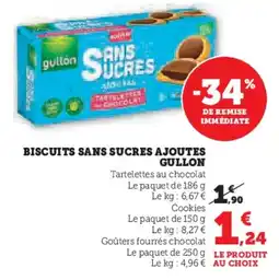 Super U Biscuits sans sucres ajoutes gullon offre