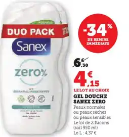 Super U Gel douche sanex zero offre