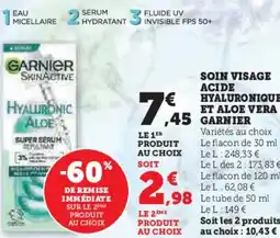 Super U Soin visage acide hyaluronique et aloe vera garnier offre